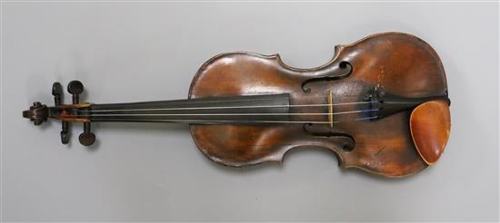 An English violin, by Whitaker, London violin, late 18th century,